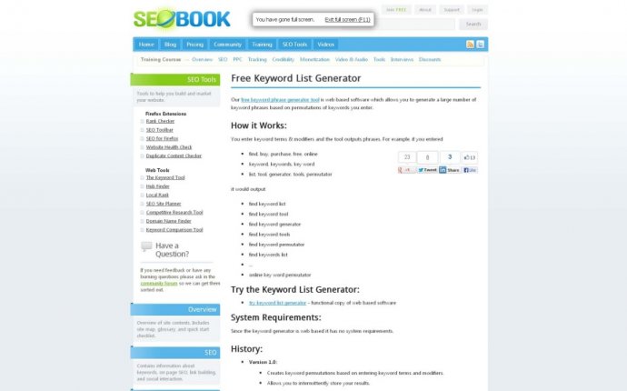 SEO Tools Keyword List Generators