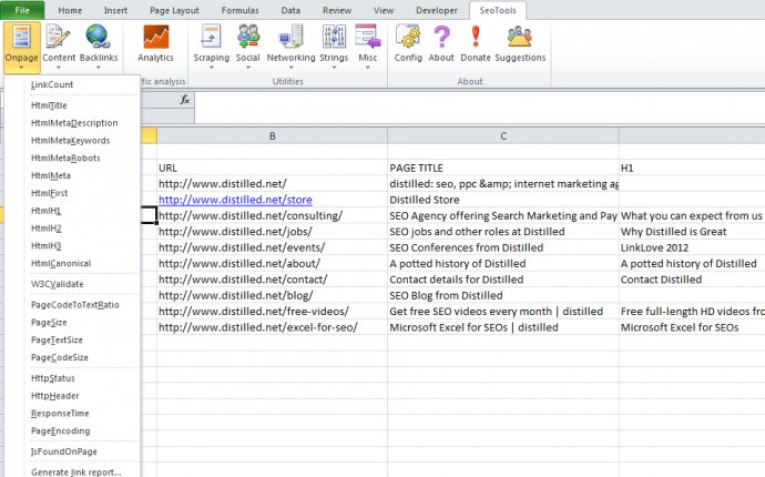 SEO Tools for Excel