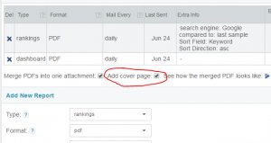 Second, we added the option to add a cover page to the report. Once you set the report to add cover page, it will be added to any merged report.