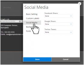 website.com blog social media settings